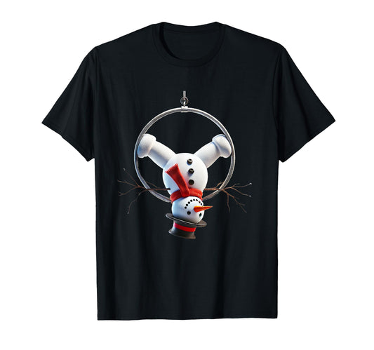 Aerial Christmas Snowman Performing on the aerial hoop lyra T-Shirt