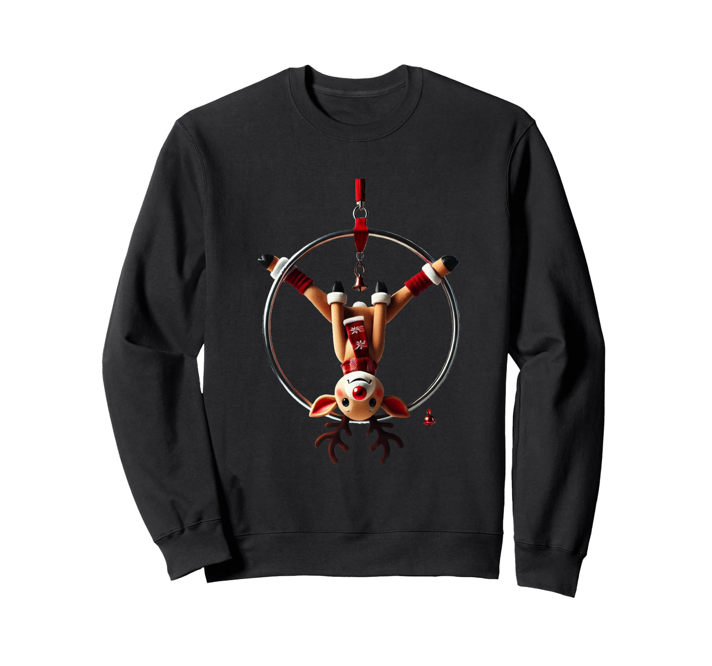 Aerial Hoop Christmas Reindeer Performing Lyra Sweatshirt