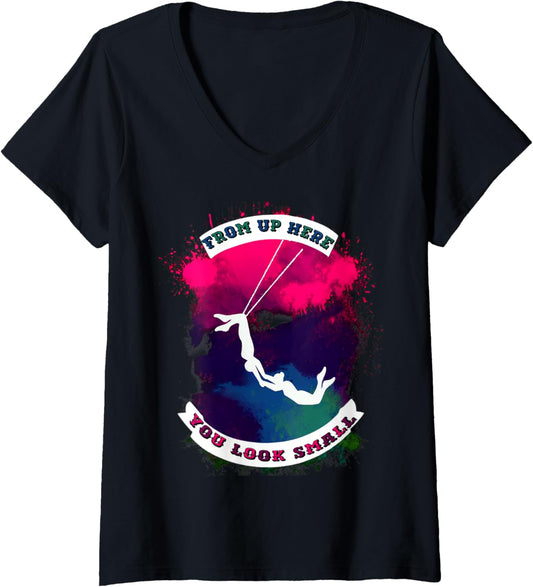 Womens Aerial Trapeze V-Neck T-Shirt