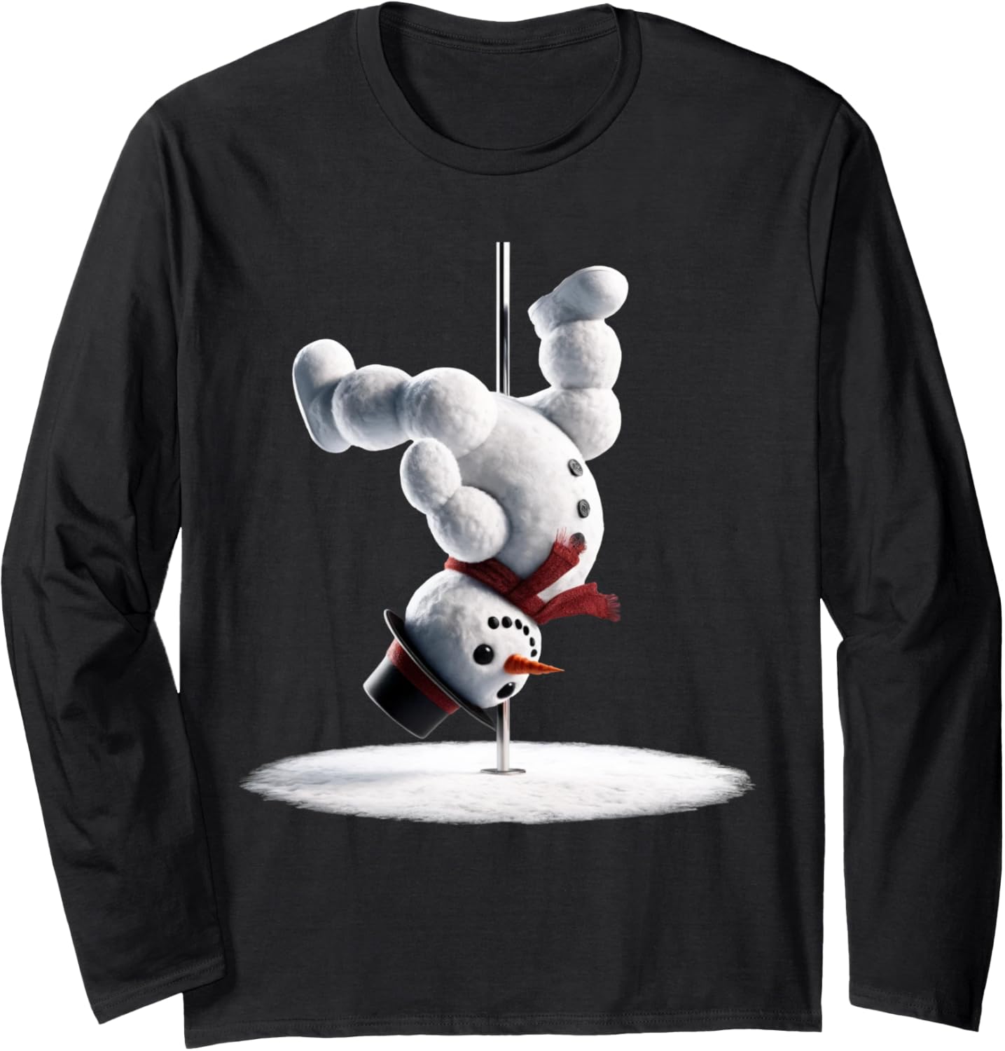Aerial Christmas Snowman Performing on the dance pole Long Sleeve T-Shirt