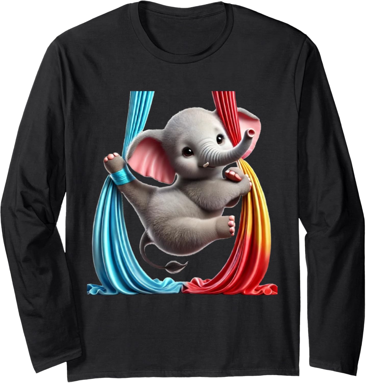 Aerial Elephant cute Performing Silks Long Sleeve T-Shirt