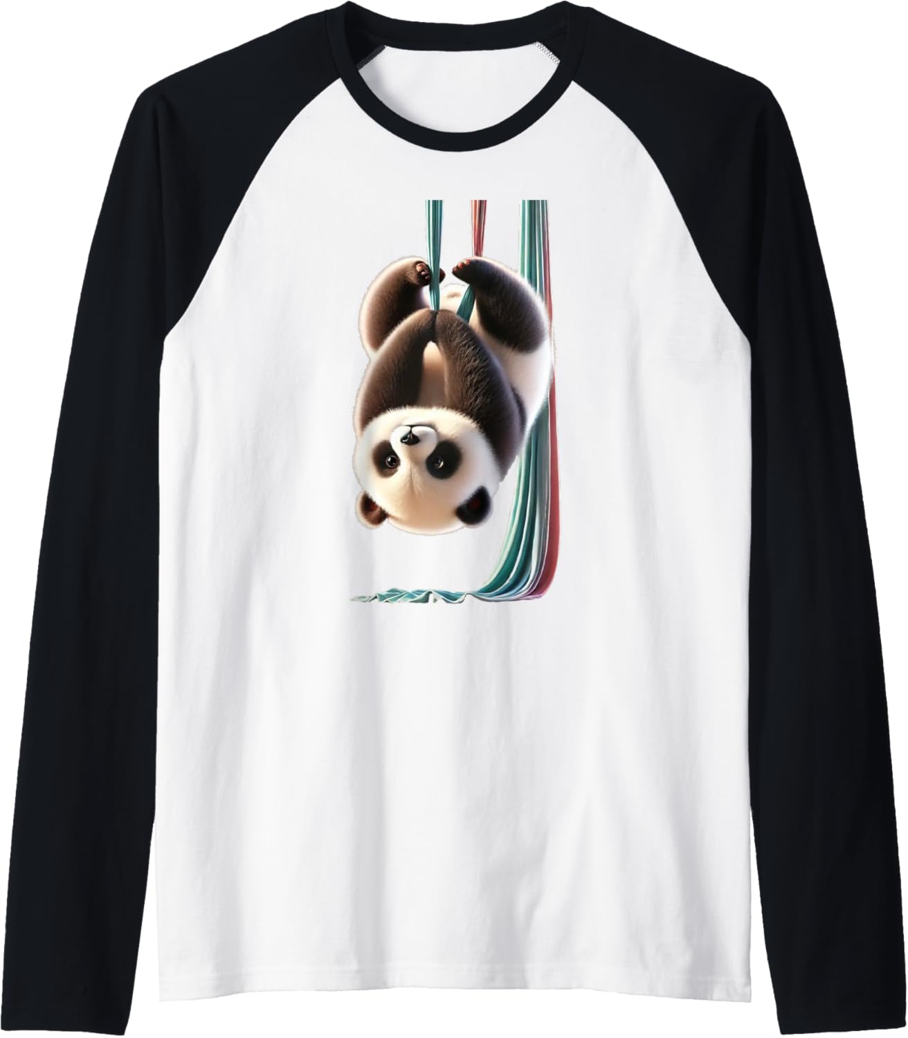 Aerial Panda cute Performing Silks Raglan Baseball Tee