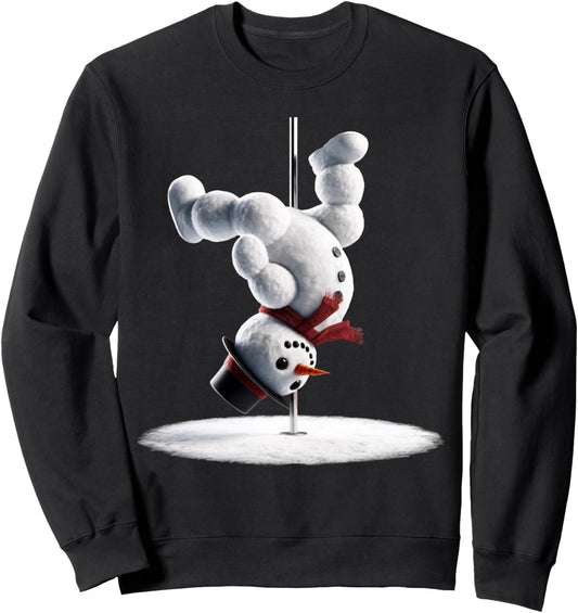Aerial Christmas Snowman Performing on the dance pole Sweatshirt