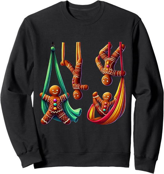 Aerial Christmas Gingerbread Man Performing SIlks Sweatshirt