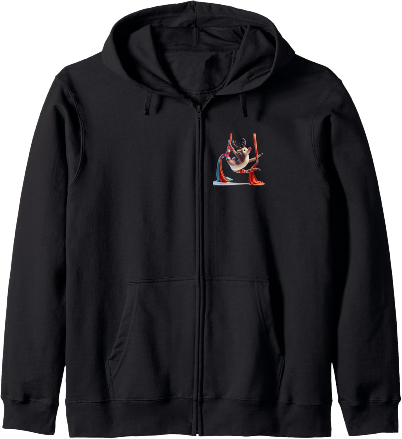 Aerial Christmas Reindeer Performing SIlks Zip Hoodie
