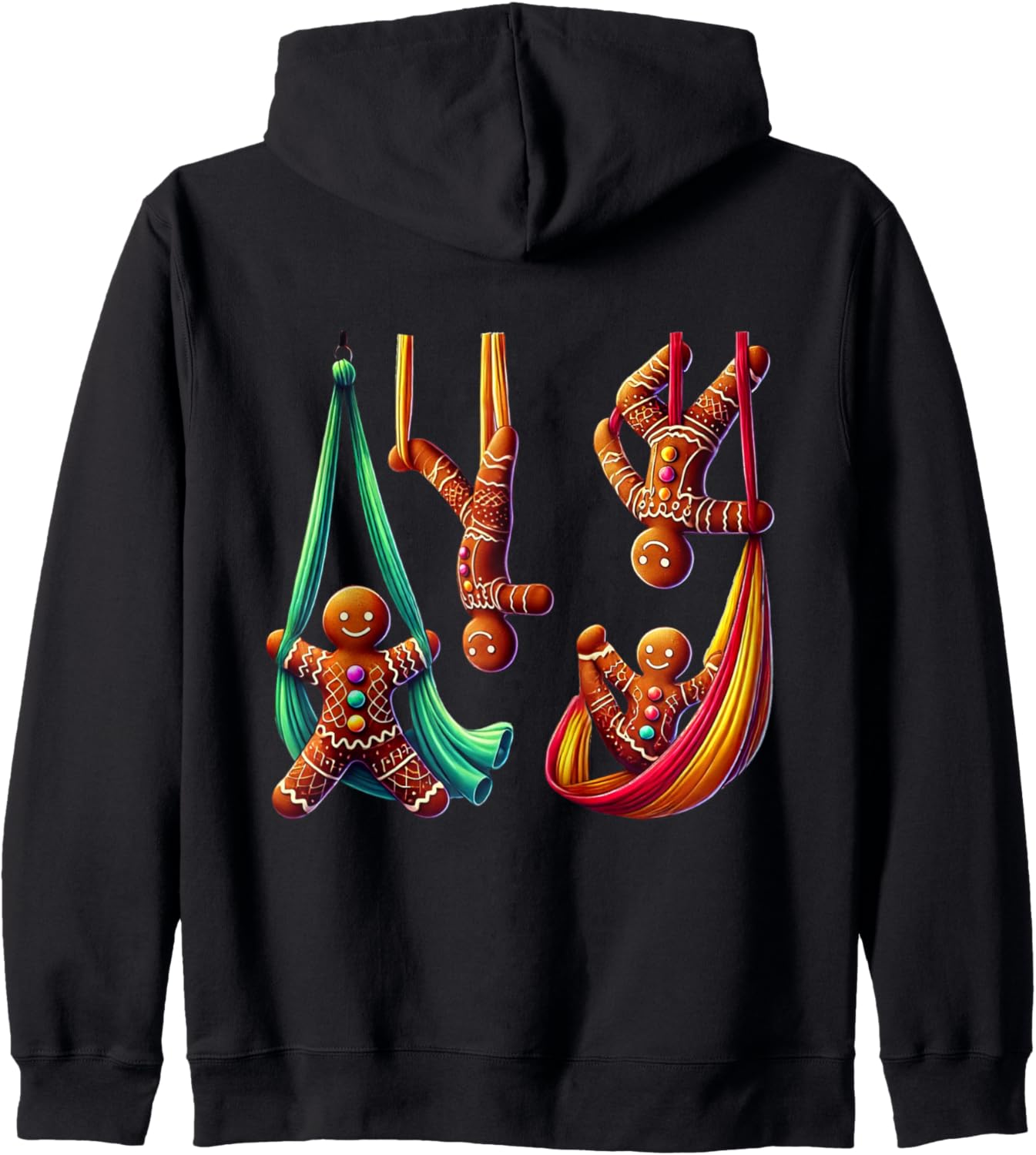 Aerial Christmas Gingerbread Man Performing SIlks Zip Hoodie