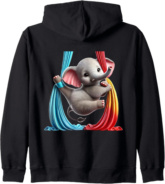 Aerial Elephant cute Performing Silks Zip Hoodie