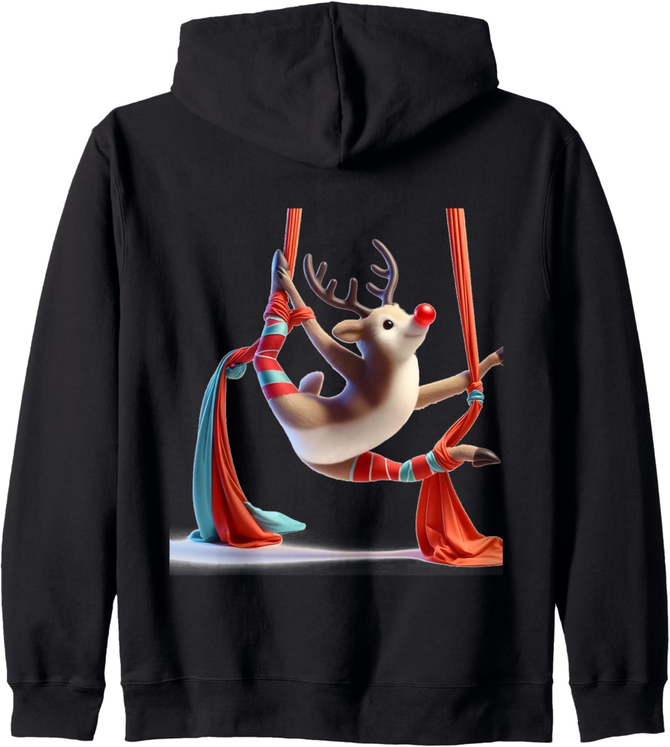 Aerial Christmas Reindeer Performing SIlks Zip Hoodie