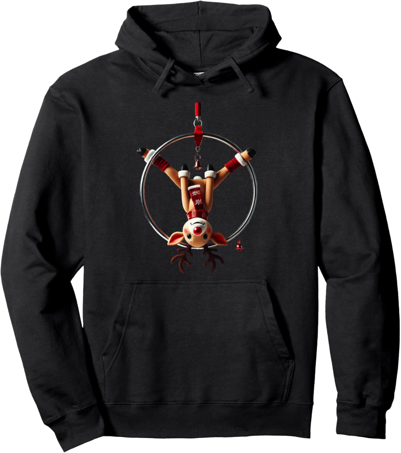 Aerial Hoop Christmas Reindeer Performing Lyra Pullover Hoodie