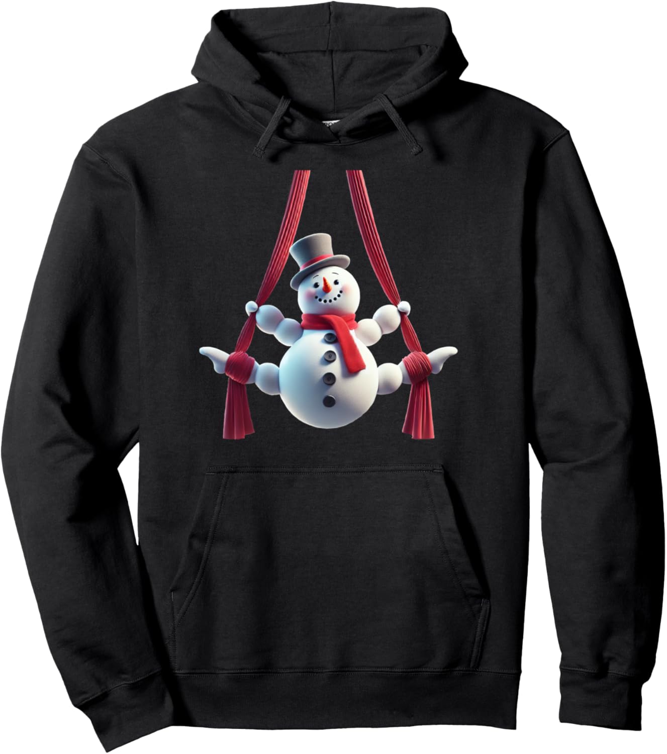 Aerial Christmas Snowman Performing SIlks Pullover Hoodie
