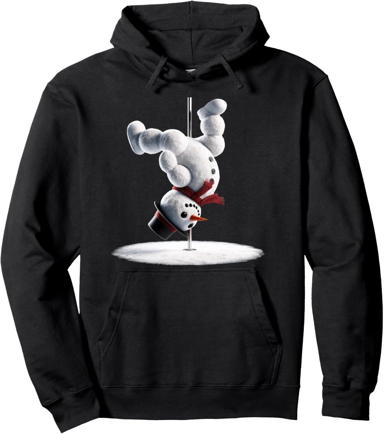 Aerial Christmas Snowman Performing on the dance pole Pullover Hoodie