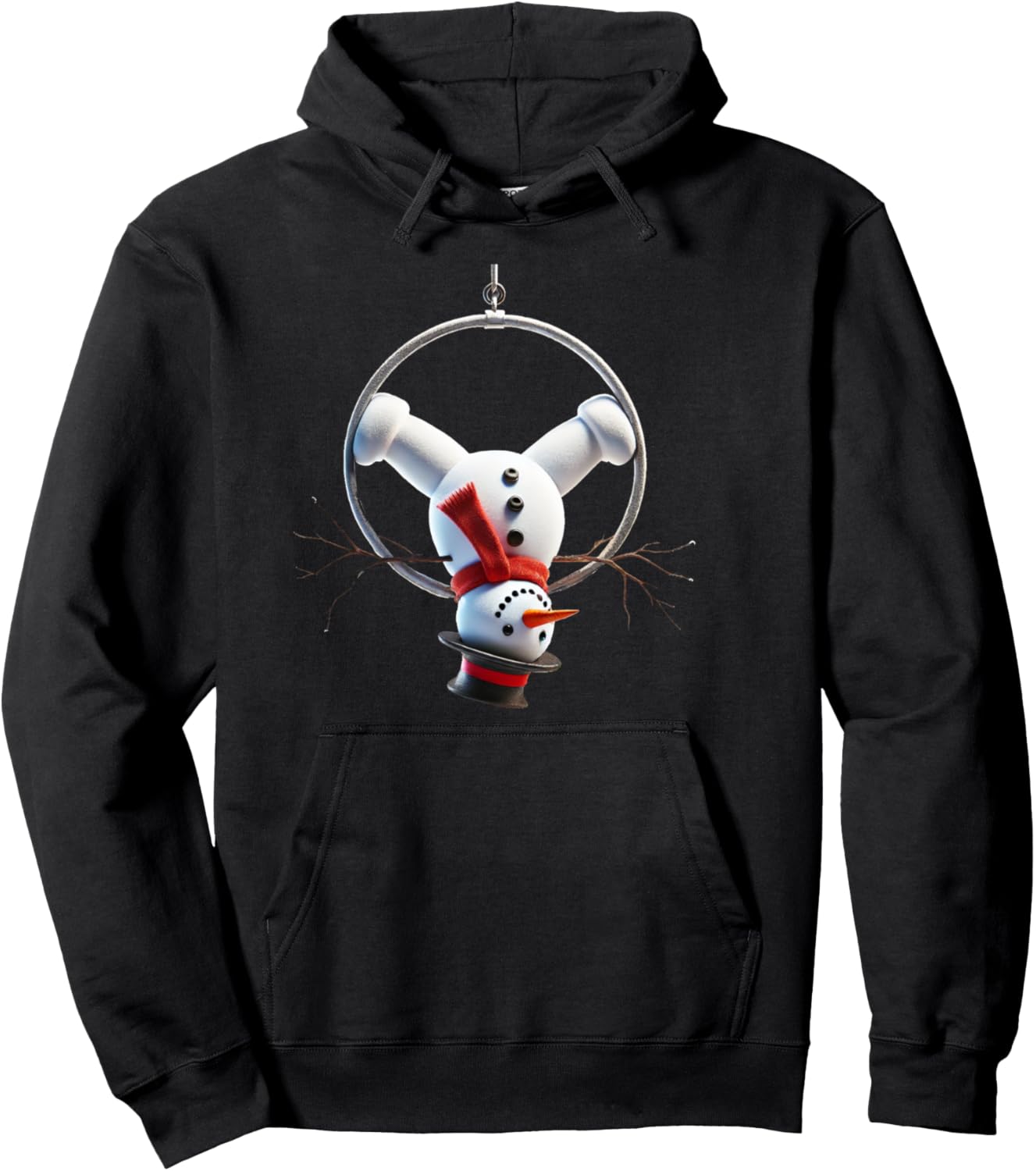 Aerial Christmas Snowman Performing on the aerial hoop lyra Pullover Hoodie