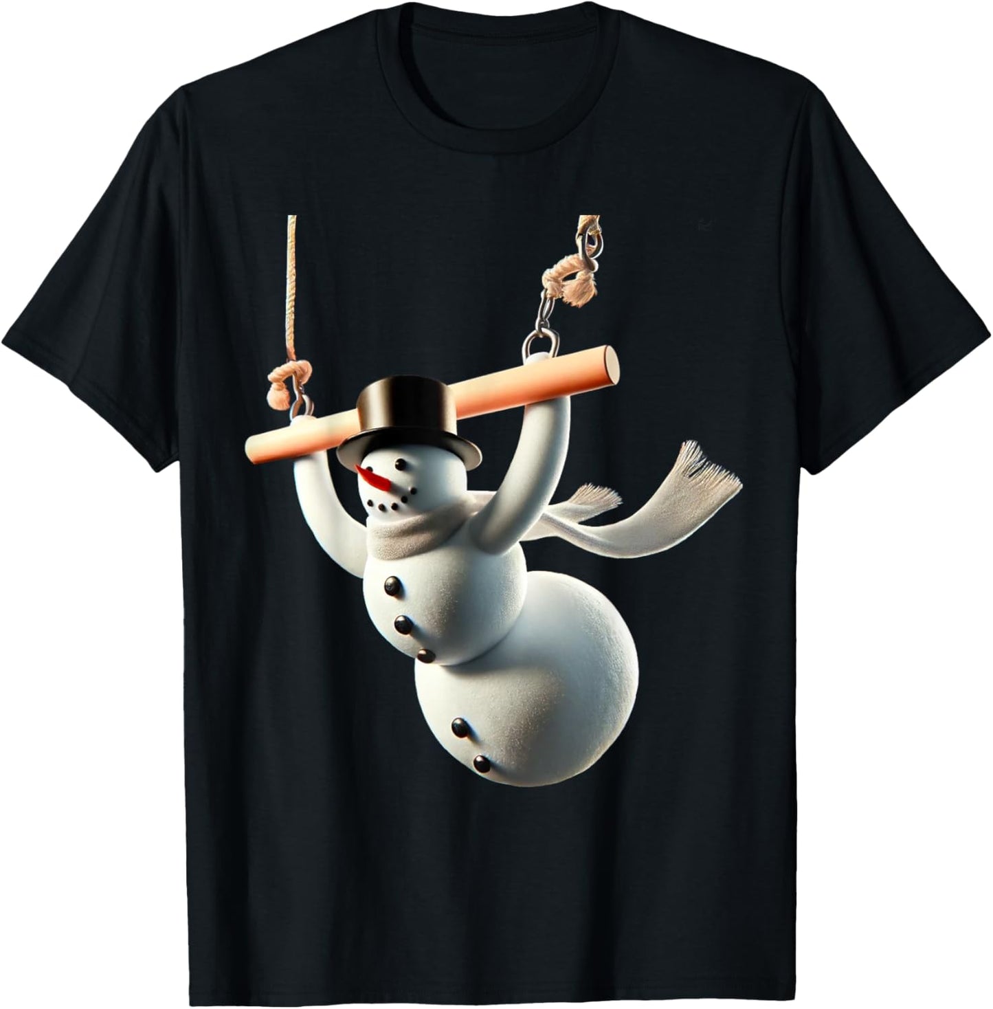 Aerial Christmas Snowman Performing on the circus trapeze T-Shirt