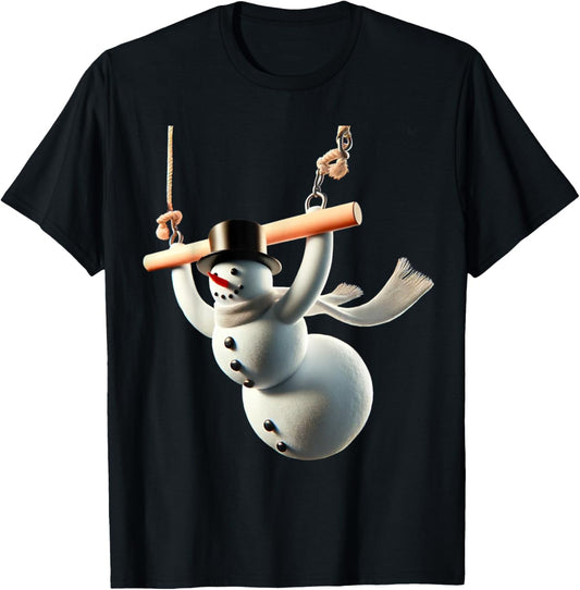 Aerial Christmas Snowman Performing on the circus trapeze T-Shirt