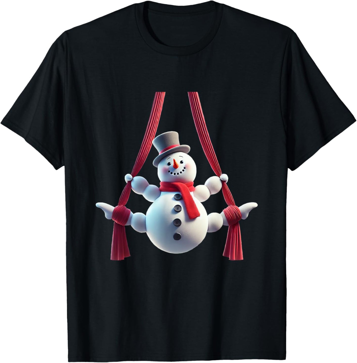 Aerial Christmas Snowman Performing SIlks T-Shirt