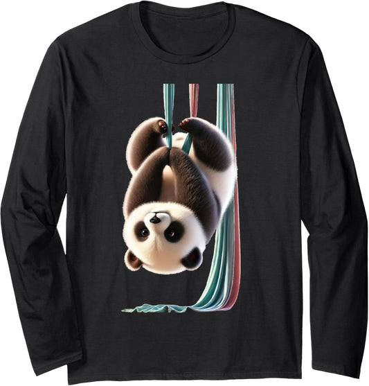 Aerial Panda cute Performing Silks Long Sleeve T-Shirt