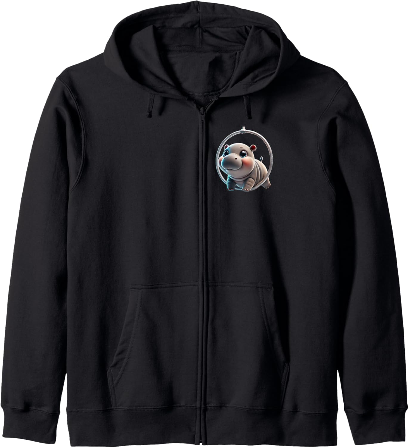 Aerial Lyra Hoop Performing Hippo Zip Hoodie