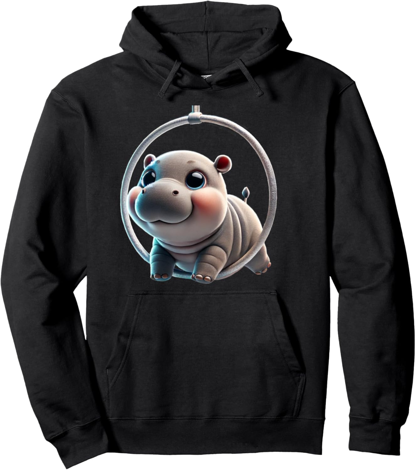 Aerial Lyra Hoop Performing Hippo Pullover Hoodie