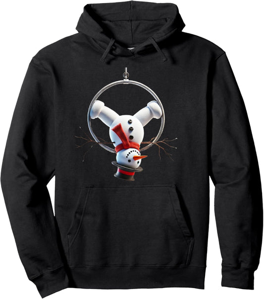 Aerial Christmas Snowman Performing on the aerial hoop lyra Pullover Hoodie