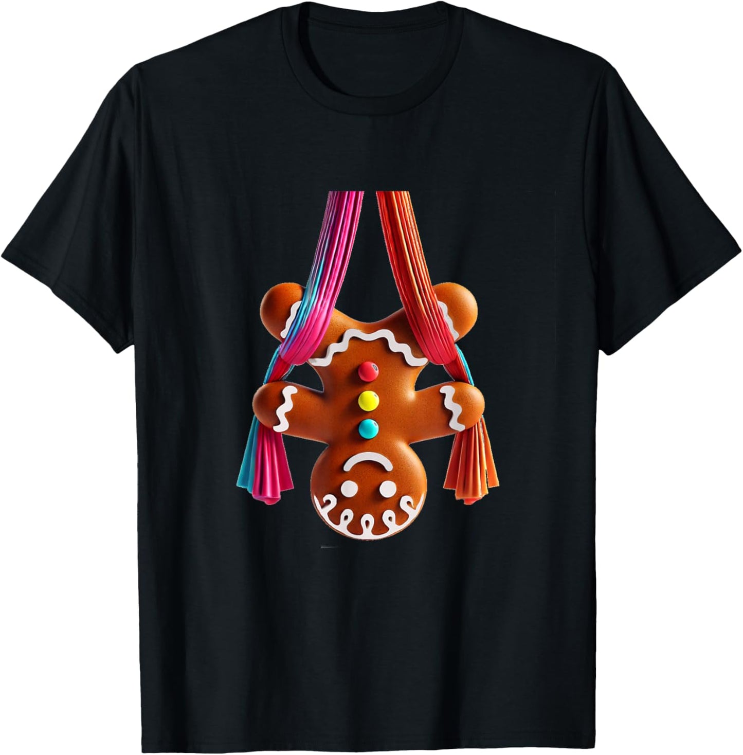 Aerial Christmas Gingerbread Man Performing SIlks T-Shirt