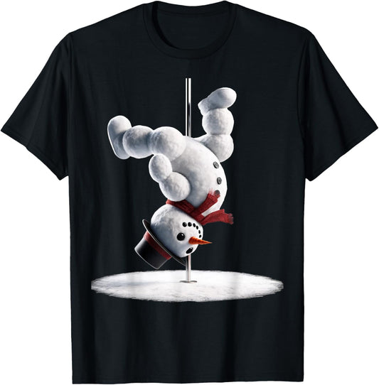 Aerial Christmas Snowman Performing on the dance pole T-Shirt
